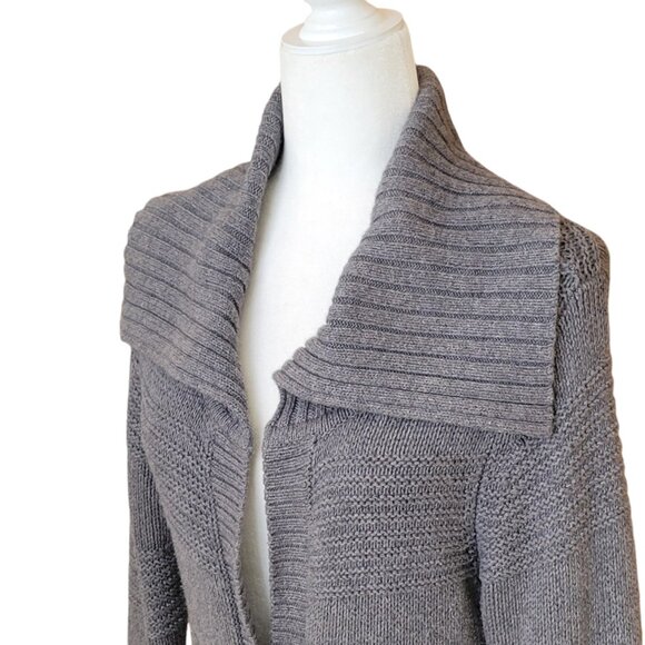 American Eagle Longline Cardigan Sweater Duster Shawl Collar Wool Blend Pockets - Picture 5 of 10